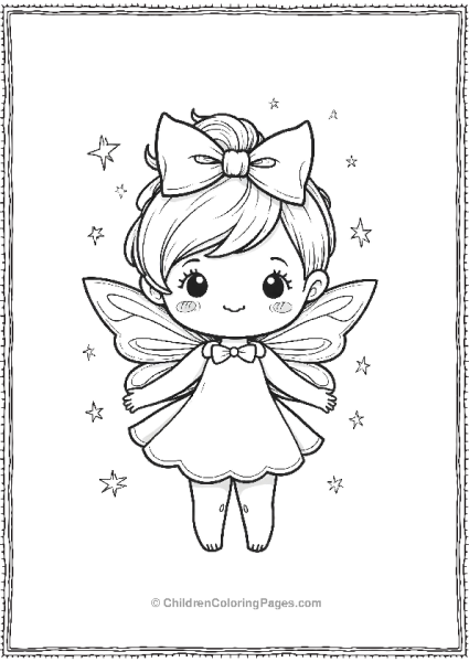 A Kawaii Fairy With A Big Bow On Her Head Free PDF Printable