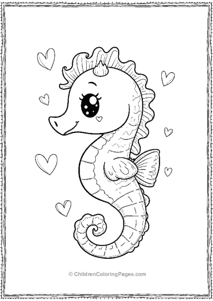 A Kawaii Seahorse With Big Sparkling Eyes And A Tiny Crown Free PDF Printable