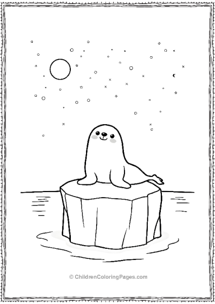 A Kawaii Seal Sitting On An Iceberg Free PDF Printable