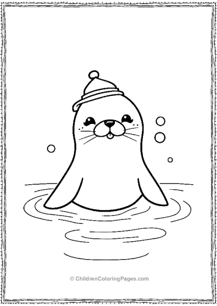 A Kawaii Seal With A Tiny Hat Free PDF Printable