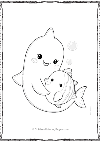 A Kawaii Shark Snuggling With A Plushie Fish Free PDF Printable