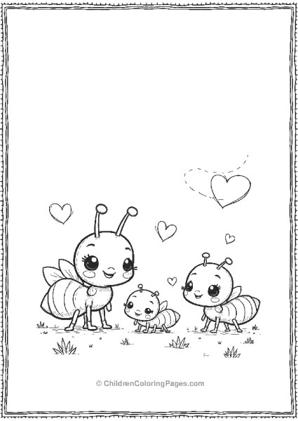 A Kawaii Style Ant Family With Baby Ants All Smiling Free PDF Printable