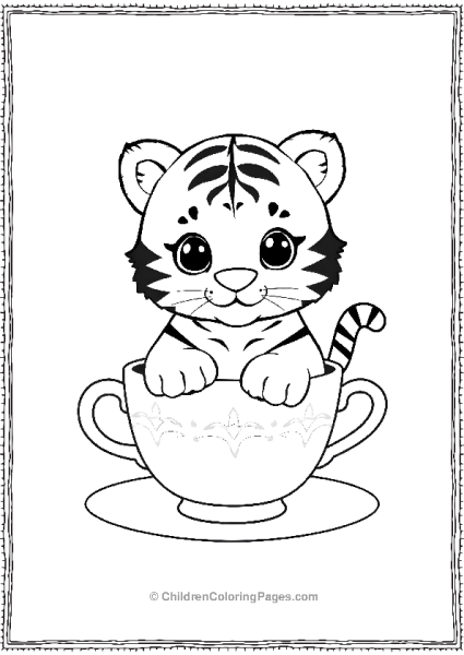 A Kawaii Tiger Sitting In A Teacup Free PDF Printable