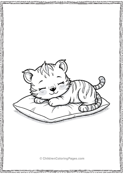 A Kawaii Tiger Sleeping Peacefully On A Pillow Free PDF Printable