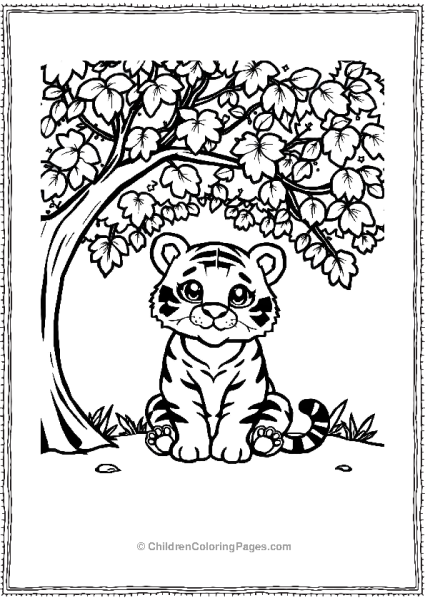 A Kawaii Tiger With Sparkling Eyes Free PDF Printable