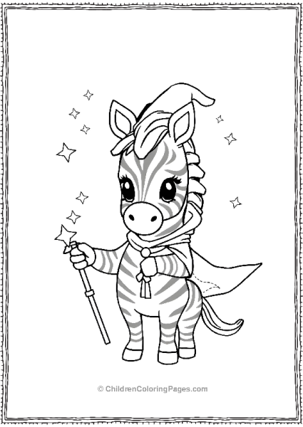 A Kawaii Zebra Dressed As A Wizard Free PDF Printable