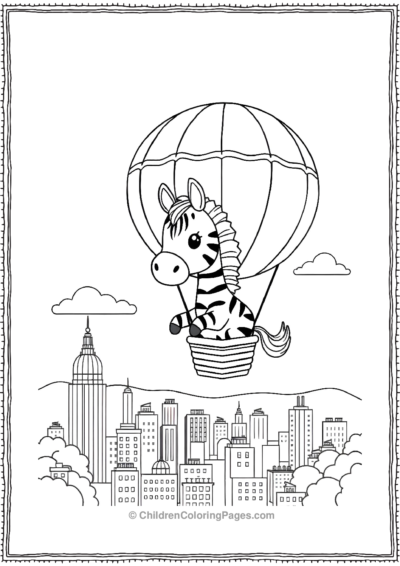 A-Kawaii-Zebra-Riding-A-Hot-Air-Balloon Free PDF Printable