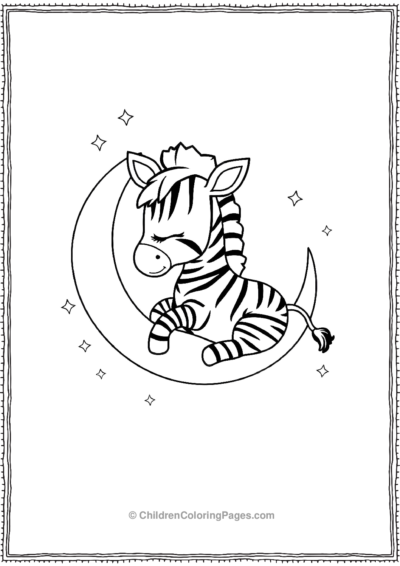 A-Kawaii-Zebra-Sleeping-On-A-Crescent-Moon Free PDF Printable