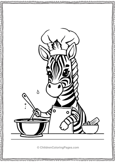 A-Kawaii-Zebra-Wearing-A-Chefs-Hat Free PDF Printable