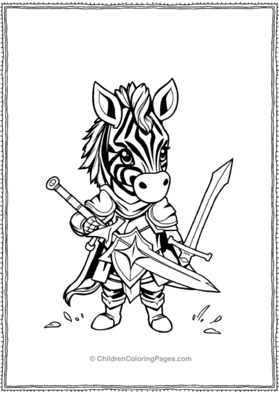 A-Kawaii-Zebra-Wearing-A-Knights-Armor Free PDF Printable