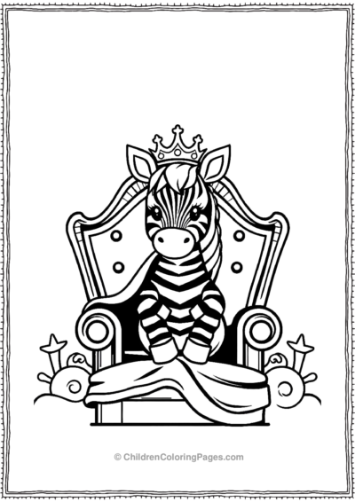 A-Kawaii-Zebra-With-A-Crown Free PDF Printable