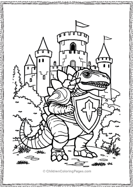 A Knight Ankylosaurus Holding A Sword And Shield Free PDF Printable