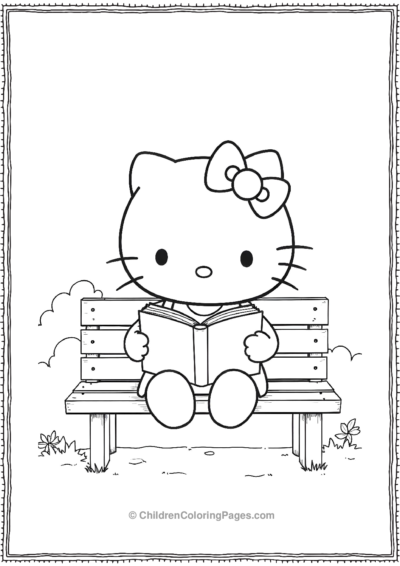 A-Line-Art-Hello-Kitty-An-Asian-Female-Character Free PDF Printable