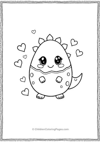 A-Line-Image-Of-A-Kawaii-Dinosaur-Egg Free PDF Printable