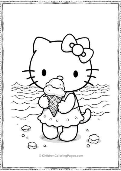 A-Lively-Beach-Scene-With-Hello-Kitty Free PDF Printable