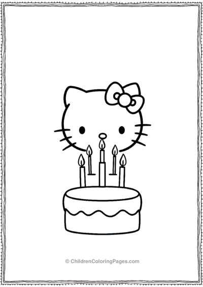 A-Minimal-Hello-Kitty-Face-With-A-Birthday-Cake Free PDF Printable