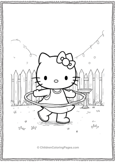 A-Minimal-Hello-Kitty-Outline-Playing Free PDF Printable