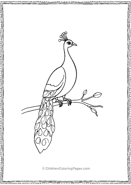 A Minimalist Design Of A Peacock Sitting Calmly Free PDF Printable