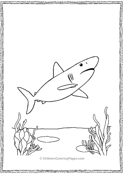 A Minimalist Shark Swimming Along A Flat Ocean Bottom Free PDF Printable