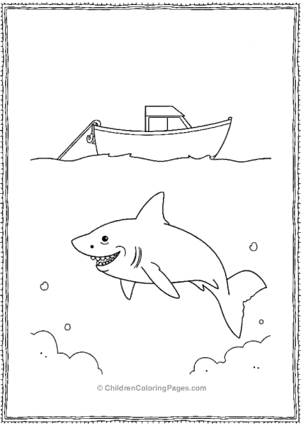 A Minimalist Shark Swimming Under A Simple Boat Free PDF Printable