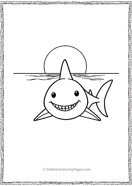 A Minimalist Shark With A Smile Swimming Free PDF Printable