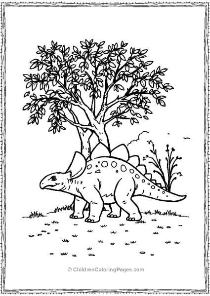 A Minimalistic Ankylosaurus Standing Under A Tree Free PDF Printable