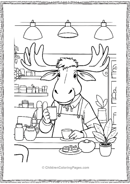 A Moose As A Barista In A Cafe Free PDF Printable