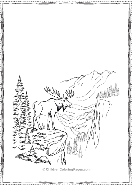 A Moose At The Edge Of A Forest Looking Down In The Valley Free PDF Printable