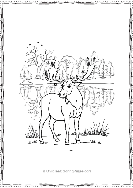 A Moose Beside A Lake Free PDF Printable