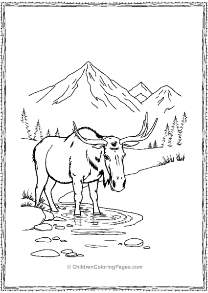 A Moose Calmly Drinking Water Free PDF Printable