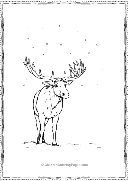 A Moose Enjoying Snowfall Free PDF Printable