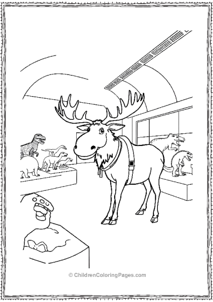 A Moose In A Meuseum With Dinosaurs And Fossils Free PDF Printable