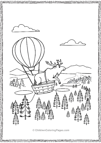 A Moose Piloting A Hot Air Balloon Scaled Free PDF Printable