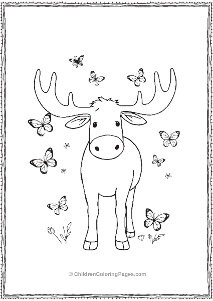 A Moose Playing With Butterflies Free PDF Printable