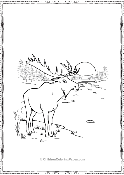 A Moose Standing By A Frozen Lake Free PDF Printable