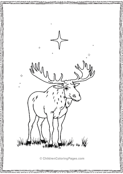 A Moose Standing Under A Stary Sky Free PDF Printable