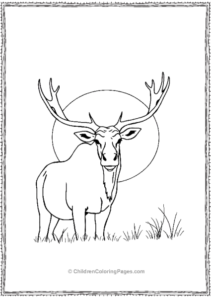 A Moose With Impressive Antlers Framed Against The Sun Free PDF Printable