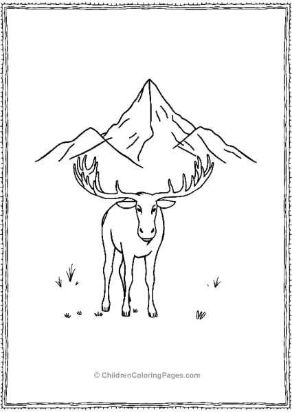 A Moose With Mountains In The Background Free PDF Printable