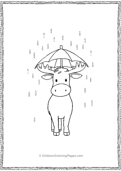 A Moose With Umbrella Free PDF Printable