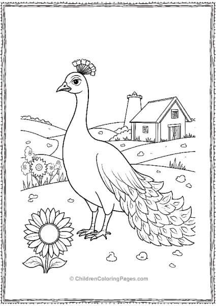 A Peacock In A Field Of Sunflowers Free PDF Printable