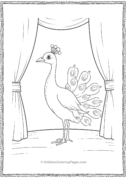 A Peacock Standing On A Stage With Curtains And Spotlight Free PDF Printable