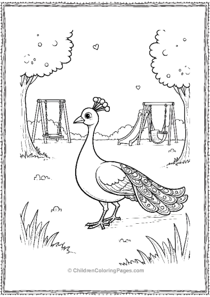 A Peacock Strolling Through A Park Free PDF Printable