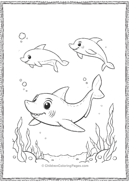 A Playful Cartoon Shark Swimming In The Ocean Free PDF Printable