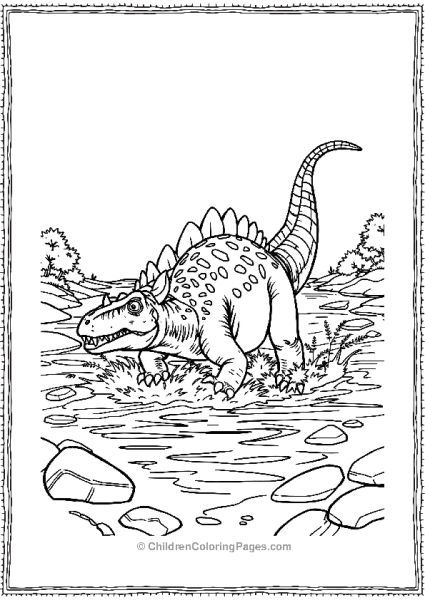 A Realistic Ankylosaurus Crossing A River Free PDF Printable