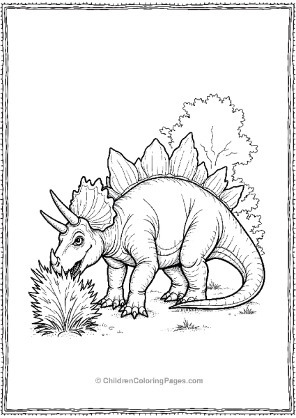 A Realistic Ankylosaurus Eating From A Bush Free PDF Printable