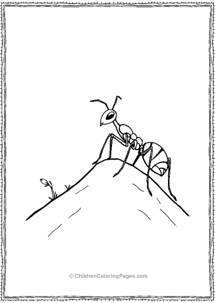 A Realistic Ant Perched On A Tiny Hill An Outline Free PDF Printable