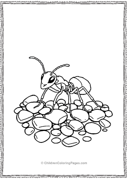 A Realistic Ant Surrounded By Pebbles With A Minimalist Background Free PDF Printable