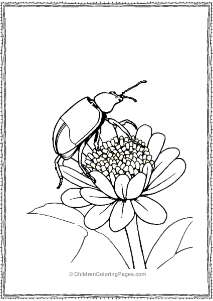 A Realistic Beetle Perched On A Flower With Minimalist Design Free PDF Printable