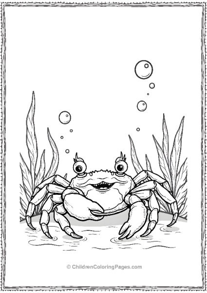 A Realistic Crab Crawling Through A Patch Of Seaweed Scaled Free PDF Printable