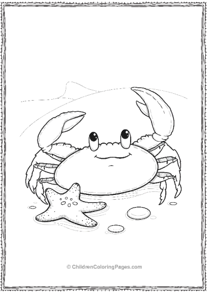 A Realistic Crab Interacting With A Small Sea Star Free PDF Printable